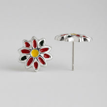 Load image into Gallery viewer, Sterling Silver Flower Stud Earrings - Floral Minimal Design in .925 Sterling Silver