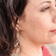 Load image into Gallery viewer, Native Earrings – Swirl & Leaf Drop Dangles in .925 Sterling Silver