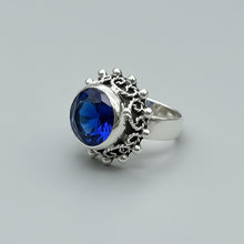 Load image into Gallery viewer, Azul Ring – Blue Accent Adjustable Statement in .925 Sterling Silver