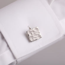 Load image into Gallery viewer, Hammered Cuff Links - Handmade Hammered .925 Sterling Silver Cuff Links in Mexican Silver
