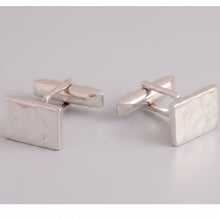 Load image into Gallery viewer, Hammered Cuff Links - Handmade Hammered .925 Sterling Silver Cuff Links in Mexican Silver
