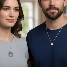 Load image into Gallery viewer, Couples Pendant Charm - Meaningful 29 mm Design in .925 Sterling Silver
