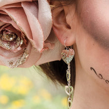 Load image into Gallery viewer, Corazones Earrings – Heart Drop Statement in .925 Sterling Silver
