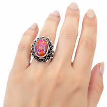 Load image into Gallery viewer, Ópalo Ring – Natural Opal &amp; Enamel Adjustable Statement in .925 Sterling Silver
