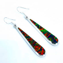Load image into Gallery viewer, Opal Long Earrings – Multicolour Opal Drops in .925 Sterling Silver
