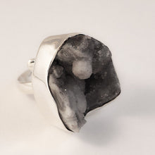 Load image into Gallery viewer, Geode Ring – Raw Crystal Statement, Adjustable Ring in .925 Sterling Silver

