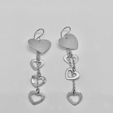 Load image into Gallery viewer, Corazones Earrings – Heart Drop Statement in .925 Sterling Silver
