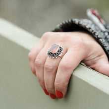 Load image into Gallery viewer, Pasión Ring – Red Zirconia Adjustable Statement in .925 Sterling Silver

